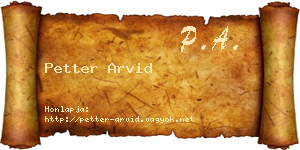 Petter Arvid névjegykártya